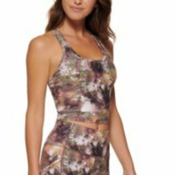 Calvin Klein Performance Printed Racerback Cropped Tank Top - Picture 1 of 13